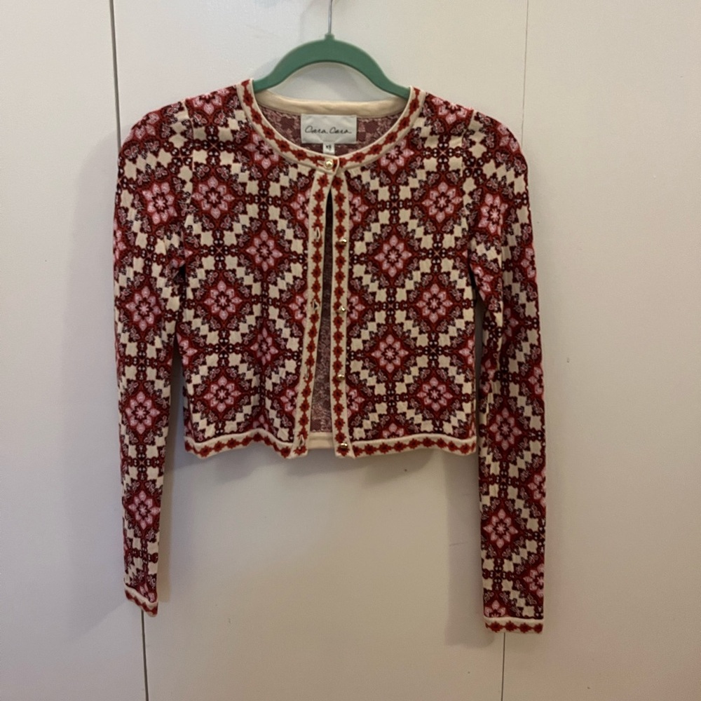 Cara Cara Red and Cream Patterned Knit Top